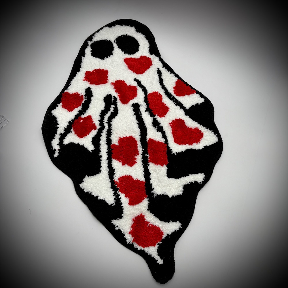 Ghost Rug Tufted Heart HALLOWEEN Decor Spooky Cute Aesthetic Love